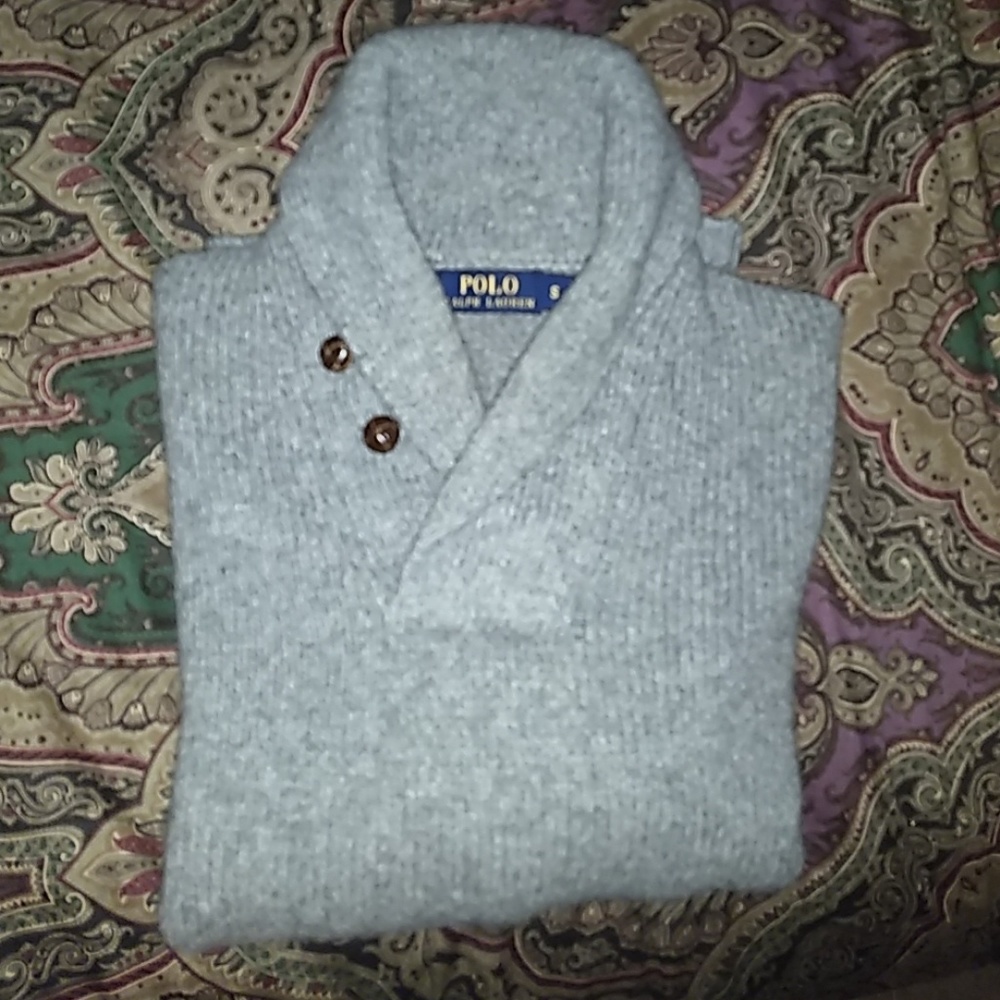 Polo shawl collar sweater